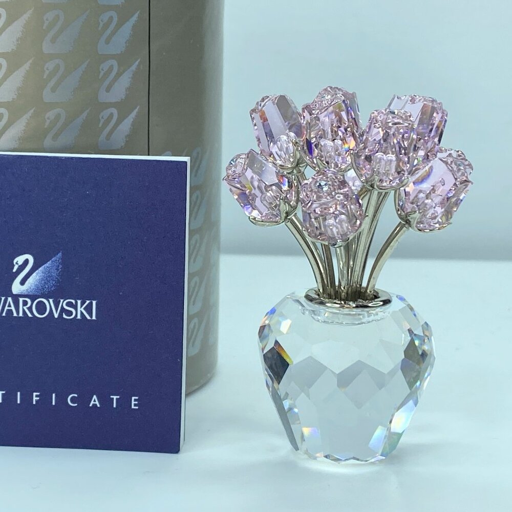 Swarovski Crystal - A Dozen Pink Roses Box S18